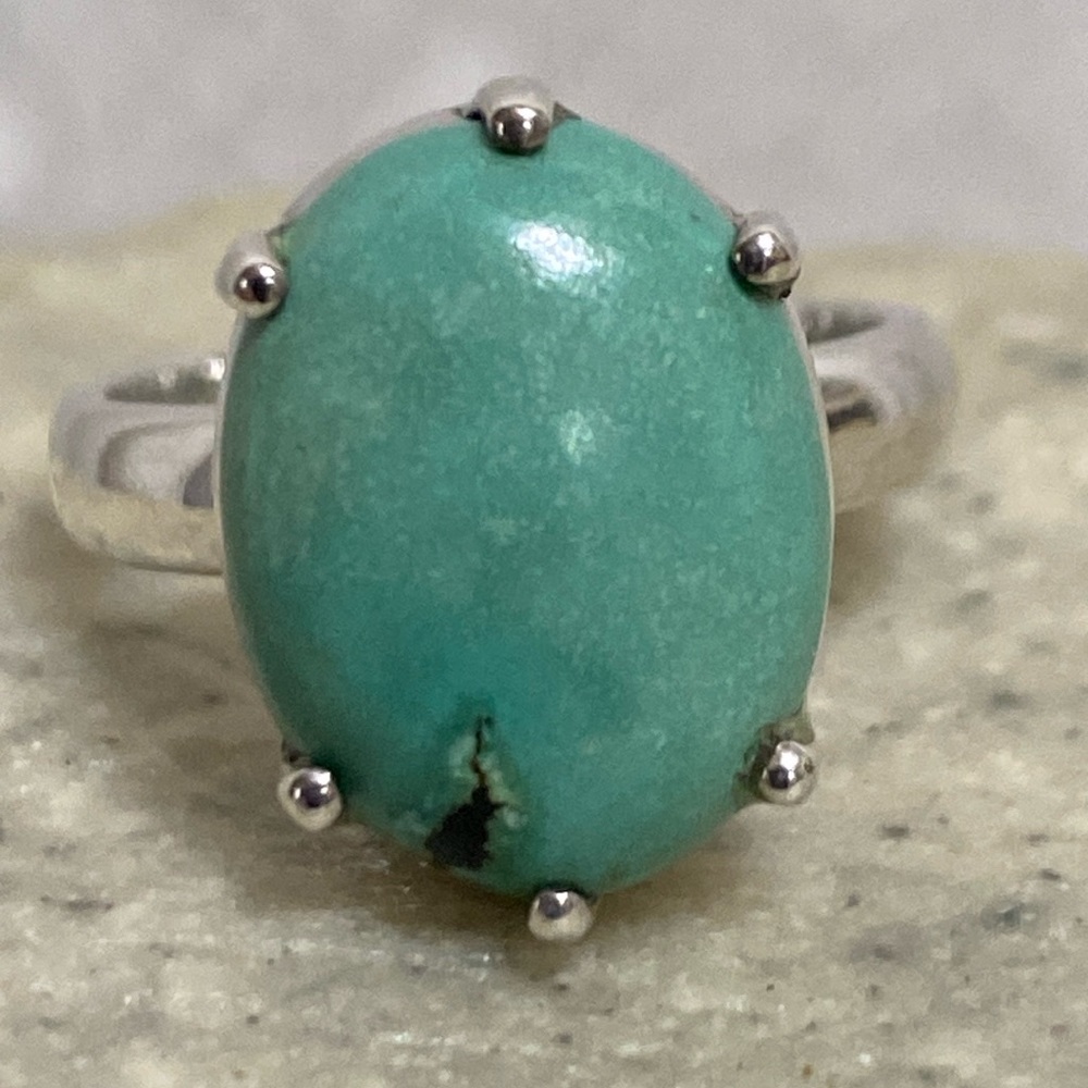 TGGC Oval Turquoise Ring In Sterling Silver